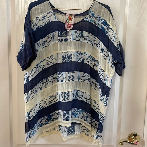 Johnny Was Tops - Johnny Was Retreat Stripe Panel Top Size S